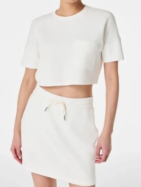SPANX AirEssentials Cropped Pocket Tee In White